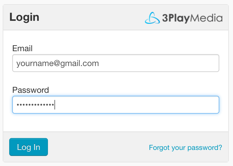 3Play Media Account email and password login screen