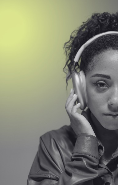Woman wearing headphones