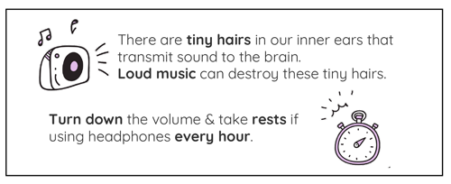 There are tiny hairs in our inner ears that transmit sound to the brain. Loud music can destroy these tiny hairs.Turn down the volume & take rests if using headphones every hour.