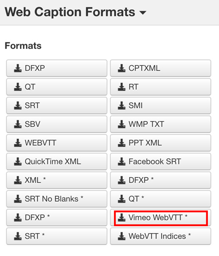 3Play Account System, Vimeo format