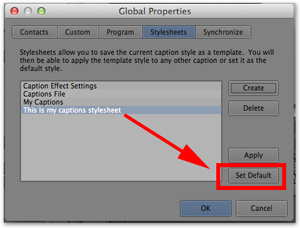 Set a default stylesheet for your closed captions