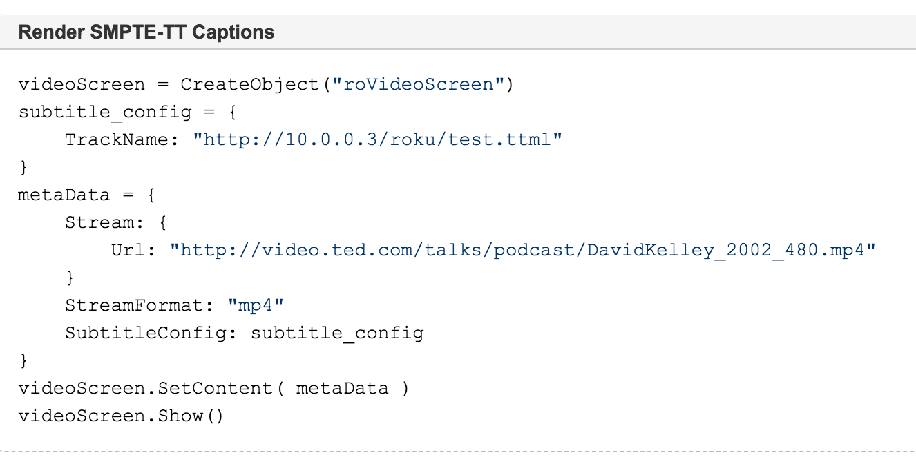 code for smptett caption format