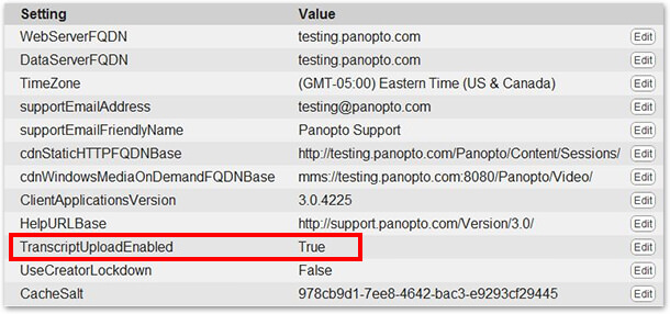 Panopto captions – TranscriptUploadEnabled