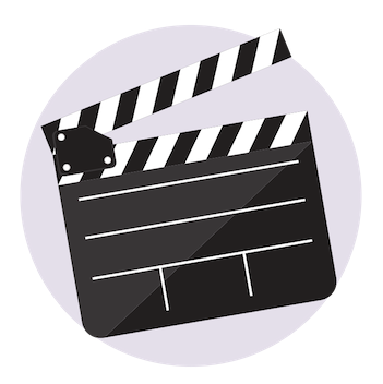 Film cut scene icon on a purple background