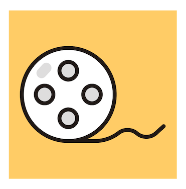 Film reel icon on a yellow background