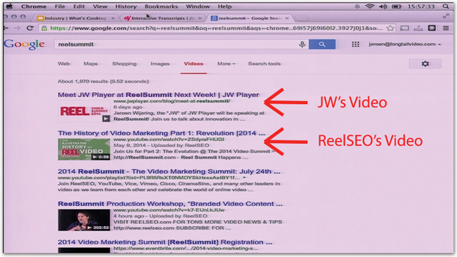 JW Outranks ReelSEO for Search Term Thanks to Transcripts