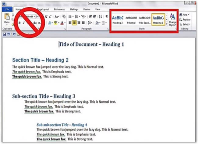 Table of Contents in MS Word 2013