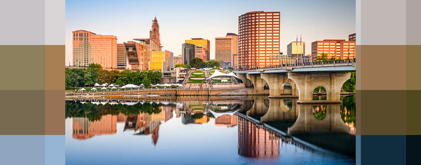 Hartford Connecticut city skyline in the daylight
