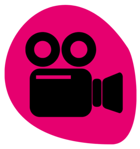 Camcorder icon on pink background