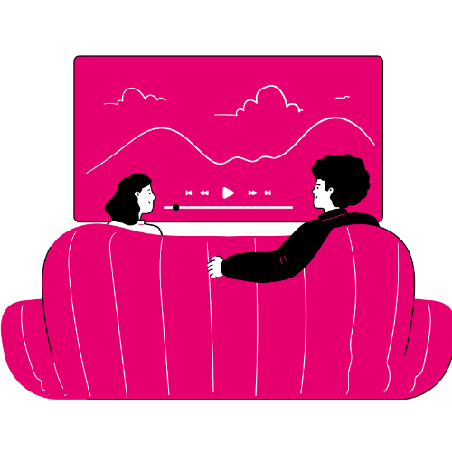 Two people watching TV