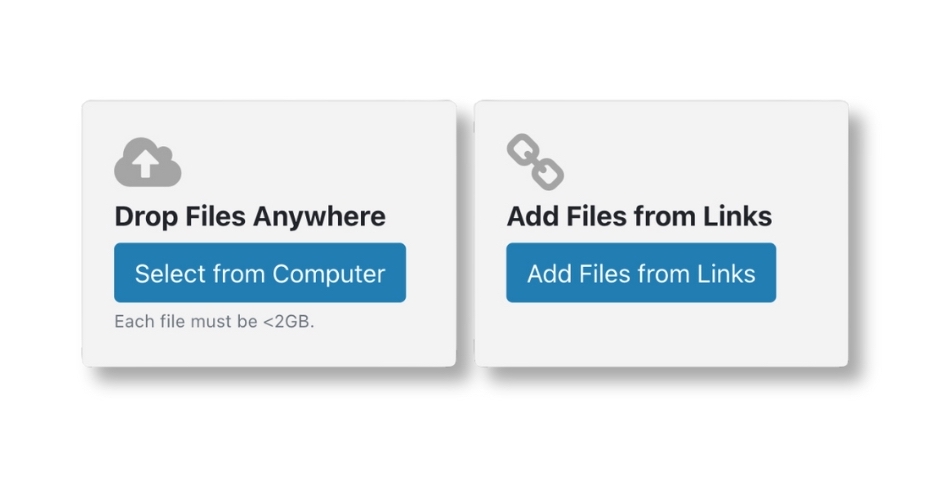 screenshot of media upload methods