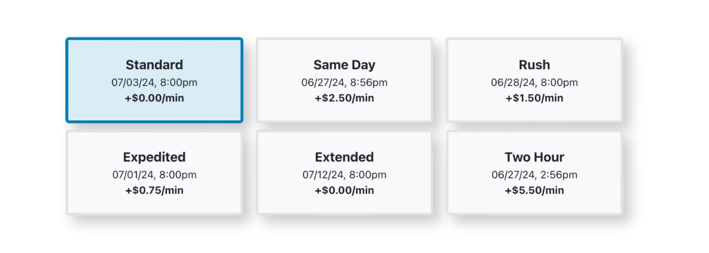 turnaround levels available, from two hours same day to 10 days