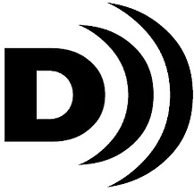 the described video logo is a capital D with two sonic lines reverberating outward