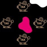 Pattern of a piggybank with the text "tax" inside