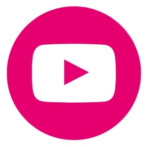YouTube play button in pink circle