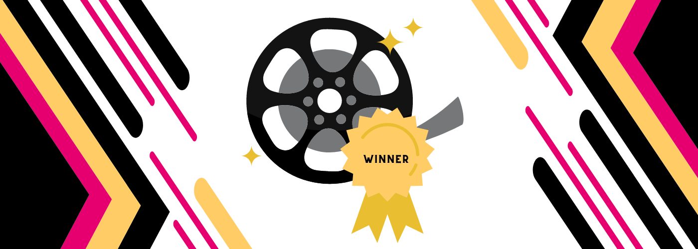 Winning badge on film wheel