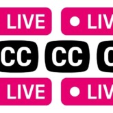 Alternating live video and closed captioning icons