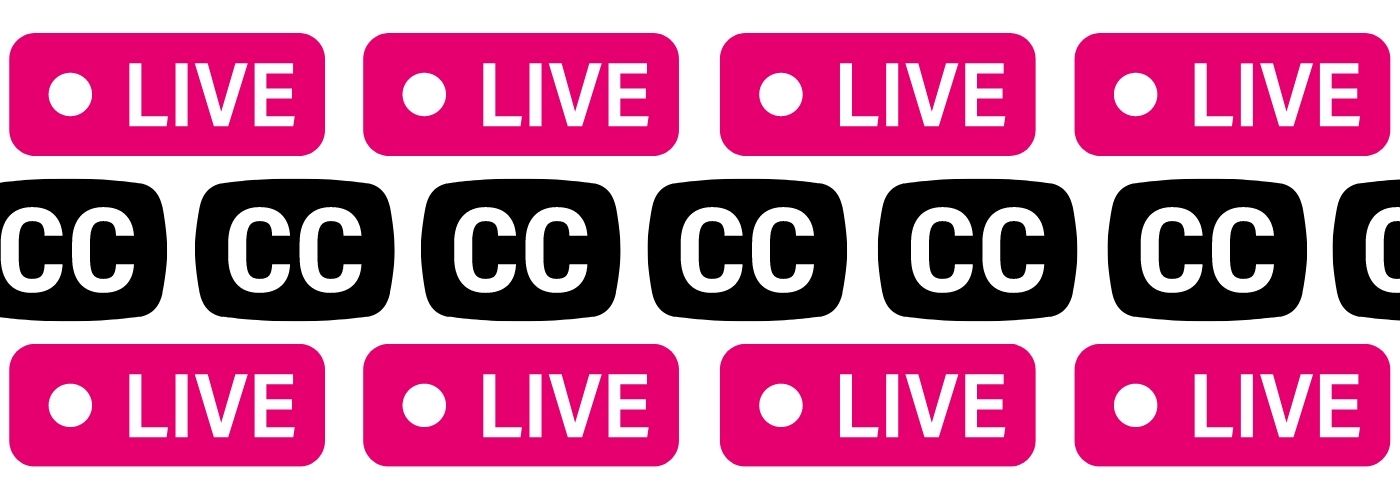 Alternating live video and closed captioning icons