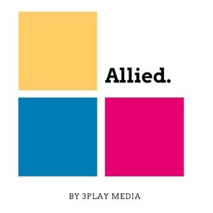 Allied logo. Three yellow, magenta, and blue boxes and the text "Allied. By 3Play Media"