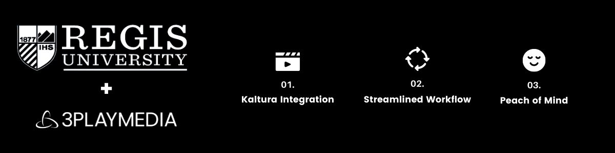 Regis University works with 3Play Media for the Kaltura Integration, Streamlined Captioning Workflow, and Peace of Mind.