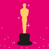Oscar award statue surrounded by stars