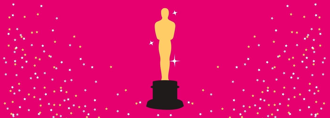 Oscar award statue surrounded by stars