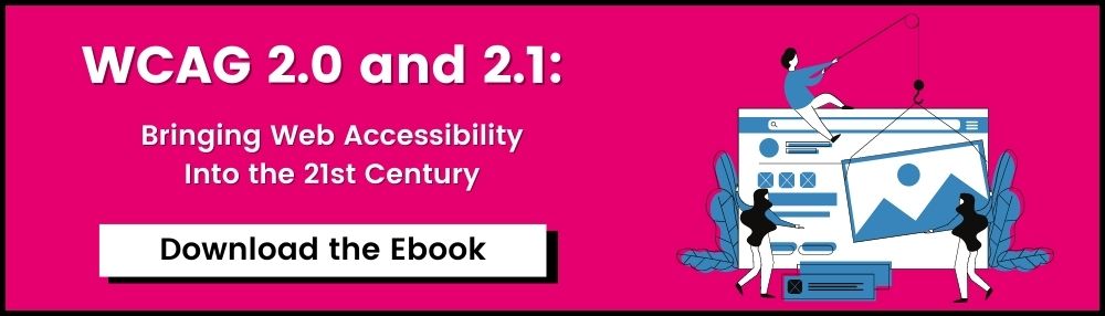 WCAG 2.0 and 2.1 Bringing web accessibility into the 21st century. Download the white paper.
