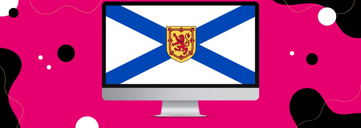 The Nova Scotia flag in a website window.