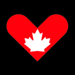 black background GivingTuesday Canadian maple leaf in heart logo