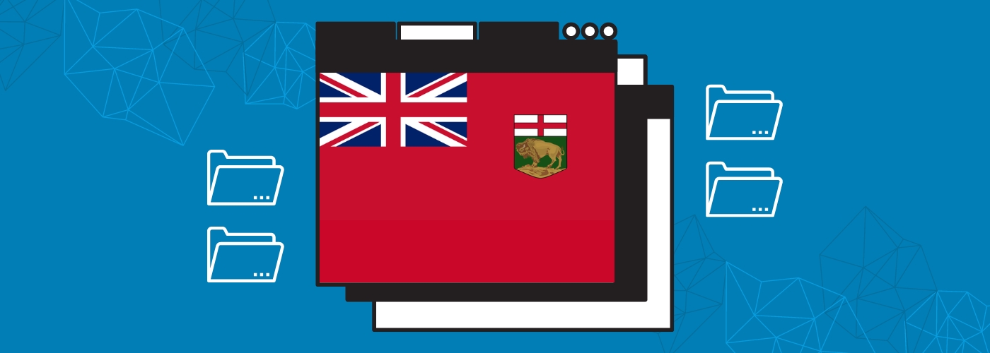 Manitoba flag design displayed in web window graphic.