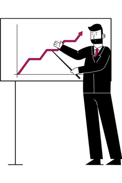 man presenting a graph