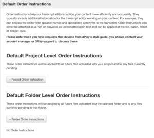 default order instructions