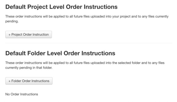 Project or folder instructions page