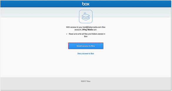 screenshot of linking Box account to 3Play Media