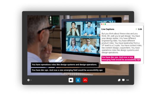 Live captions displaying natively in-player along with live streaming video