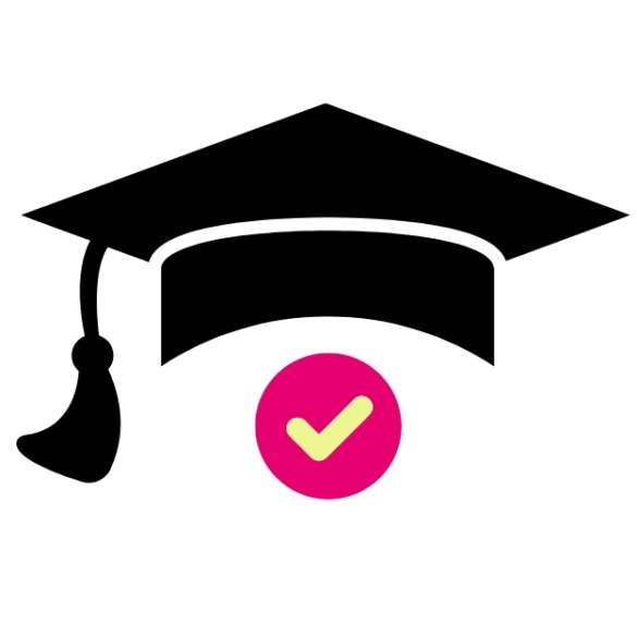 grad cap with checkmark