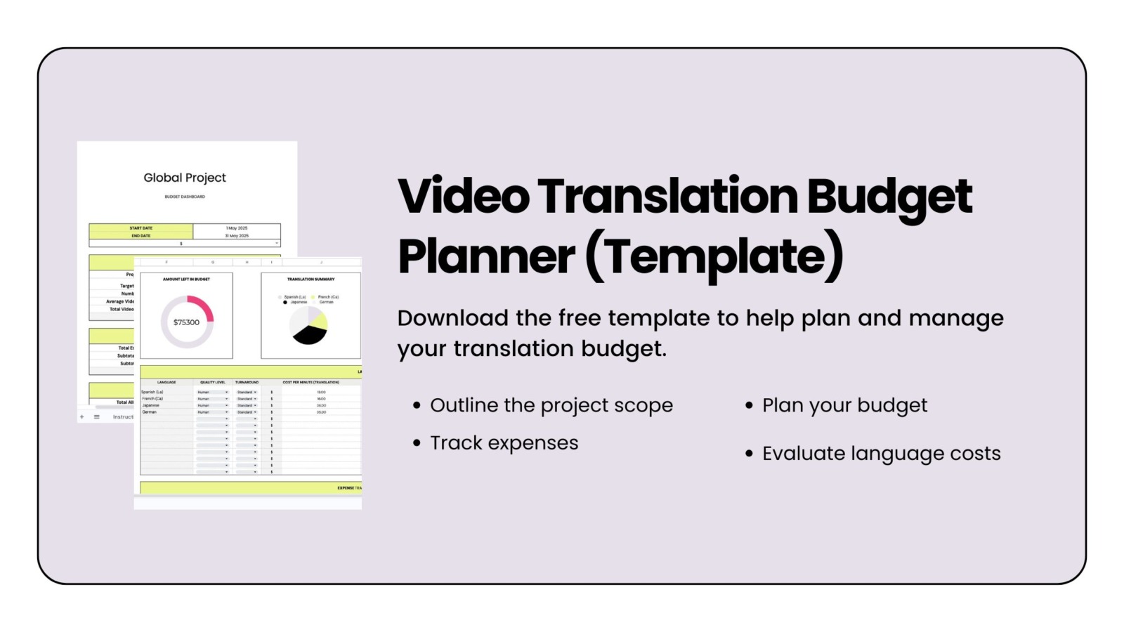 Video Translation Budget Planner (Template)