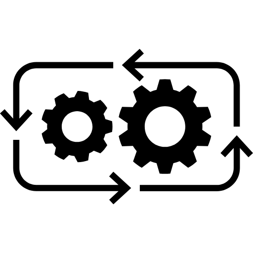 two cogs with a circle around them