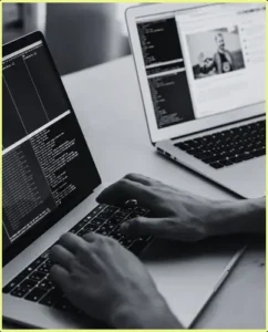 typing on a laptop
