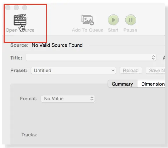 Open Handbrake and import source media.