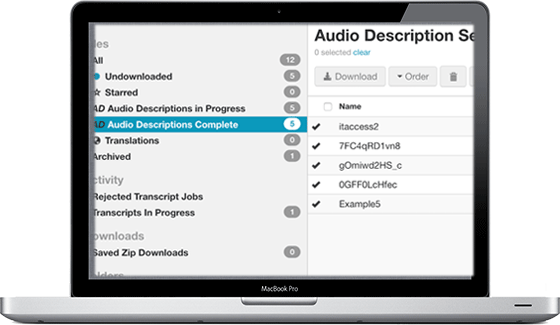 In your account, you will see a filed titled Audio Descriptions Complete. There you find all you descriptions.