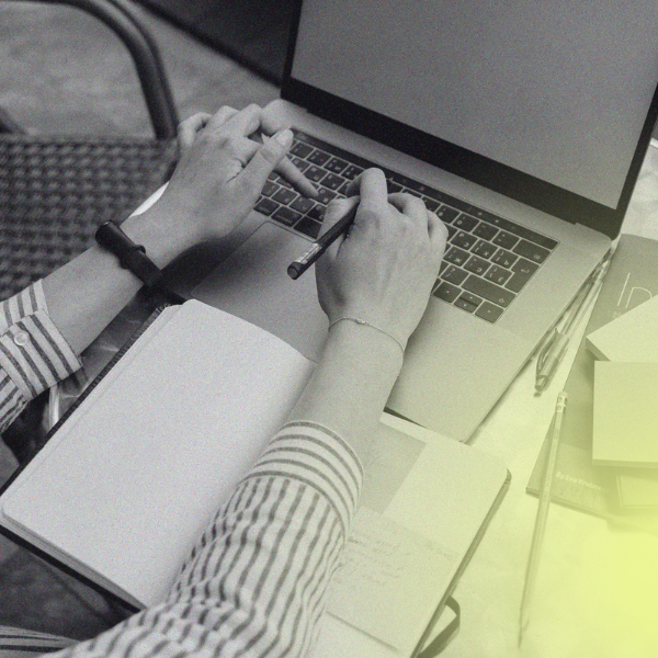 person studying on laptop