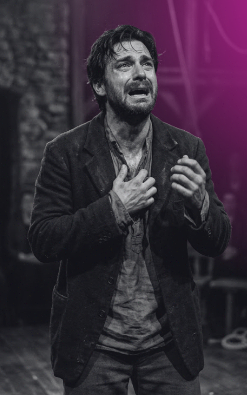 man giving emotional performance