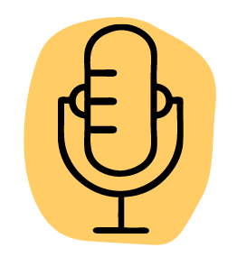 Ikona mikrofonu na żółtym tle