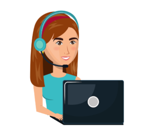 woman using a laptop with headphones on