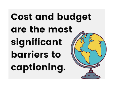 Cost and budget are the most significant barriers to captioning.