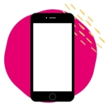 smartphone on pink blob