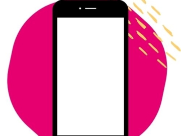 smartphone on pink blob