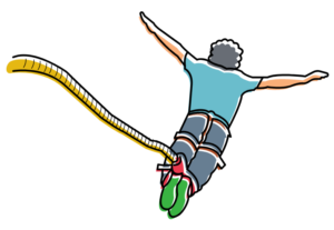 man bungee jumping