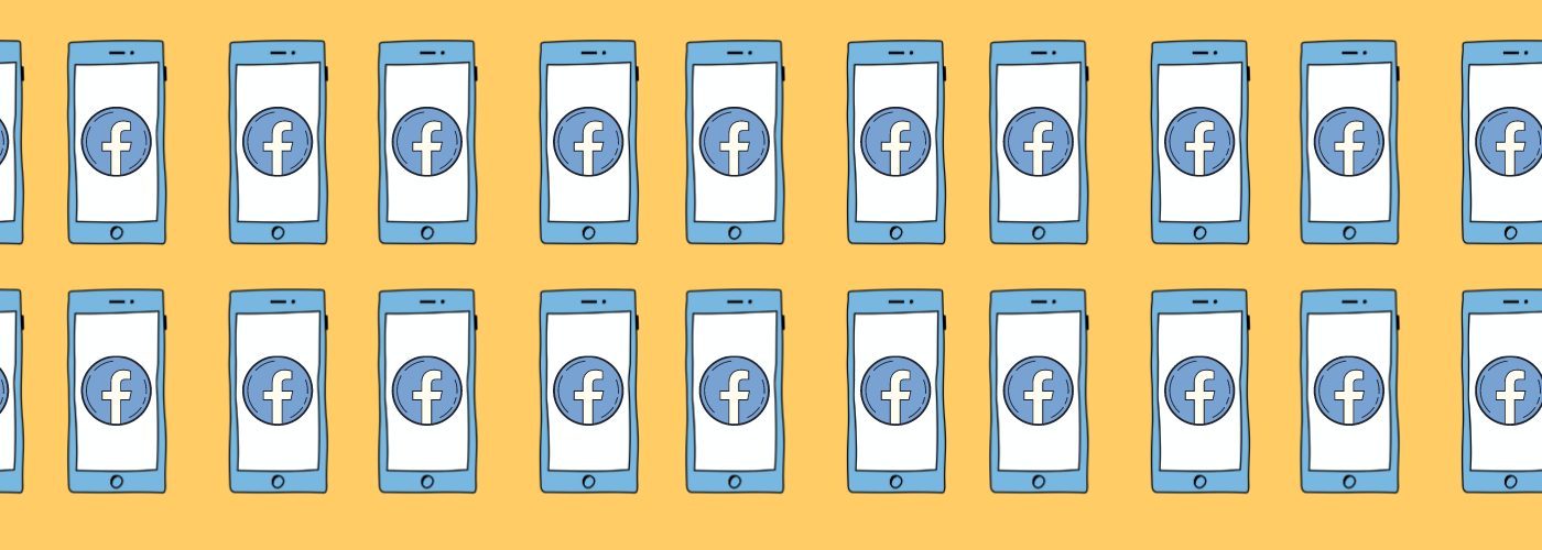 smartphone icons with the Facebook icon